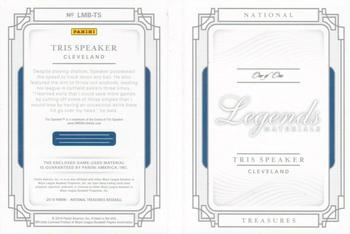 2019 Panini National Treasures - Legends Materials Booklet Triples Platinum #LMB-TS Tris Speaker Back