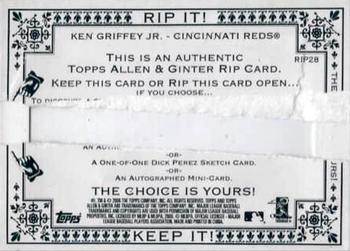 2006 Topps Allen & Ginter - Rip Cards #RIP28 Ken Griffey Jr. Back