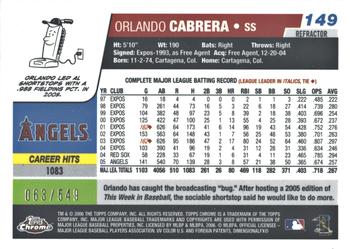2006 Topps Chrome - Black Refractors #149 Orlando Cabrera Back