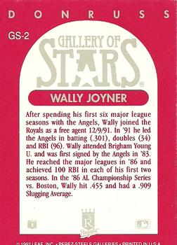 1992 Triple Play - Gallery of Stars #GS-2 Wally Joyner Back