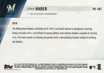 2019 Topps Now Postseason Milwaukee Brewers #PS-107 Josh Hader Back