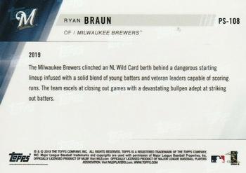2019 Topps Now Postseason Milwaukee Brewers #PS-108 Ryan Braun Back