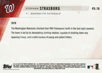 2019 Topps Now Postseason Washington Nationals #PS-78 Stephen Strasburg Back