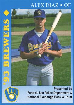 1993 Milwaukee Brewers Police - Fond du Lac Police Department & National Exchange Bank & Trust #NNO Alex Diaz Front