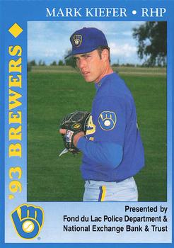 1993 Milwaukee Brewers Police - Fond du Lac Police Department & National Exchange Bank & Trust #NNO Mark Kiefer Front