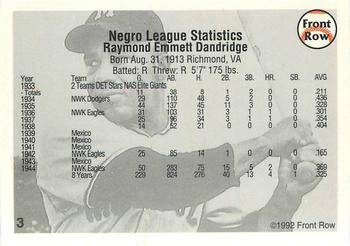 1992 Front Row All-Time Greats Ray Dandridge #3 Ray Dandridge Back
