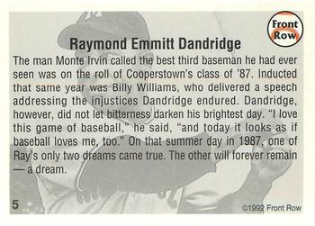 1992 Front Row All-Time Greats Ray Dandridge #5 Ray Dandridge Back