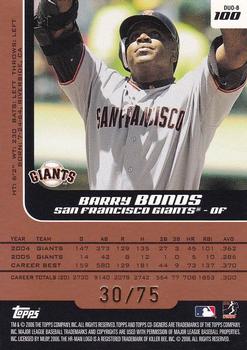 2006 Topps Co-Signers - Changing Faces HyperSilver Bronze #DUO-B 100 Barry Bonds / Steve Finley Back