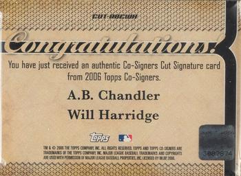 2006 Topps Co-Signers - Dual Cut Signatures #CUT-ABCWH A.B. Chandler / Will Harridge Back