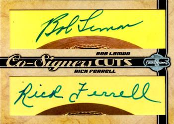 2006 Topps Co-Signers - Dual Cut Signatures #CUT-BLRF Bob Lemon / Rick Ferrell Front