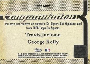 2006 Topps Co-Signers - Dual Cut Signatures #CUT-TJGK Travis Jackson / George Kelly Back