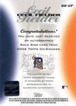 2006 Topps Co-Signers - Solo Sigs #SS-CF Cecil Fielder Back