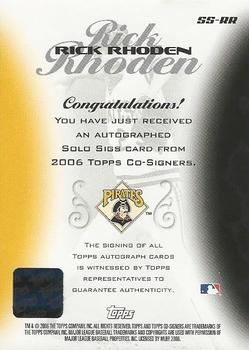 2006 Topps Co-Signers - Solo Sigs #SS-RR Rick Rhoden Back