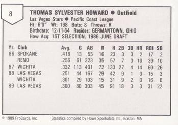 1989 ProCards Triple A #8 Thomas Howard Back