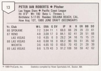 1989 ProCards Triple A #13 Pete Roberts Back