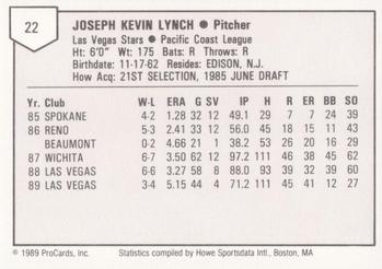 1989 ProCards Triple A #22 Joe Lynch Back