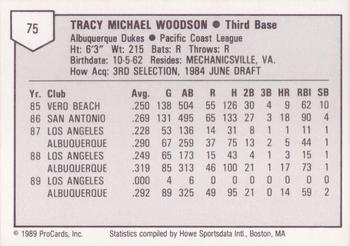 1989 ProCards Triple A #75 Tracy Woodson Back