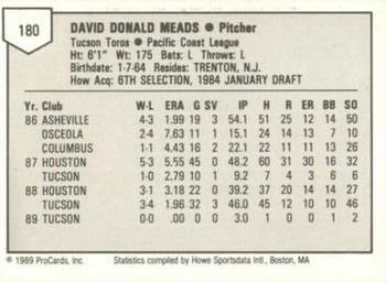 1989 ProCards Triple A #180 Dave Meads Back