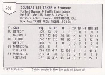 1989 ProCards Triple A #230 Doug Baker Back