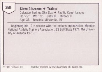 1989 ProCards Triple A #250 Steve Ciszczon Back