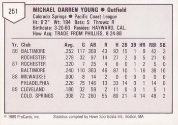 1989 ProCards Triple A #251 Mike Young Back