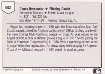 1989 ProCards Triple A #562 Chuck Hernandez Back