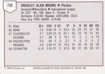 1989 ProCards Triple A #709 Brad Moore Back