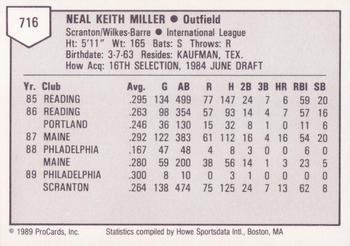 1989 ProCards Triple A #716 Keith Miller Back