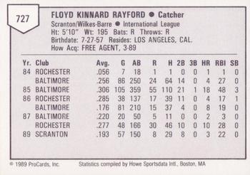 1989 ProCards Triple A #727 Floyd Rayford Back