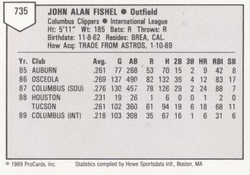 1989 ProCards Triple A #735 John Fishel Back