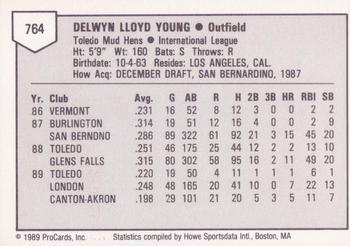 1989 ProCards Triple A #764 Delwyn Young Back