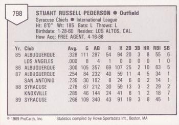 1989 ProCards Triple A #798 Stu Pederson Back