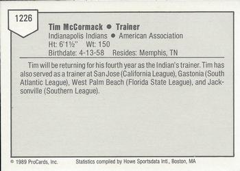 1989 ProCards Triple A #1226 Tim McCormack Back