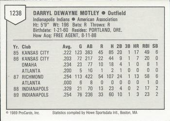 1989 ProCards Triple A #1238 Darryl Motley Back