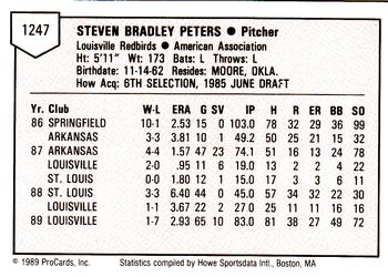 1989 ProCards Triple A #1247 Steve Peters Back