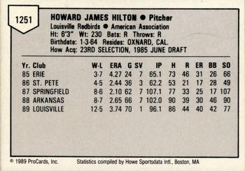 1989 ProCards Triple A #1251 Howard Hilton Back