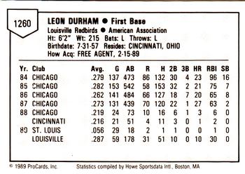 1989 ProCards Triple A #1260 Leon Durham Back