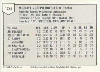 1989 ProCards Triple A #1282 Mike Roesler Back
