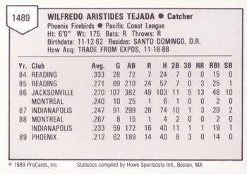 1989 ProCards Triple A #1489 Wil Tejada Back