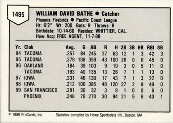 1989 ProCards Triple A #1495 Bill Bathe Back