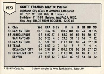 1989 ProCards Triple A #1523 Scott May Back