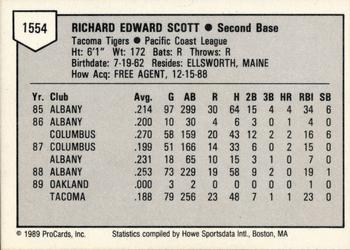 1989 ProCards Triple A #1554 Dickie Scott Back