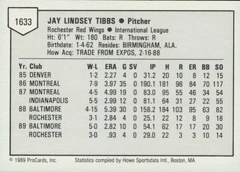 1989 ProCards Triple A #1633 Jay Tibbs Back