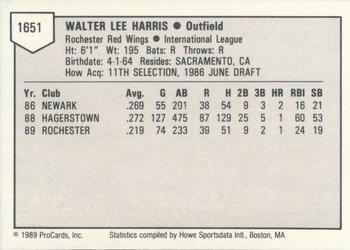 1989 ProCards Triple A #1651 Walt Harris Back