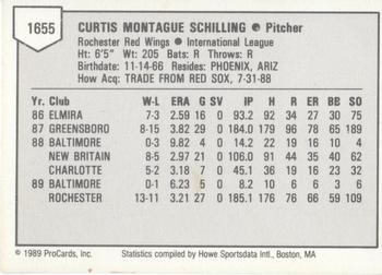 1989 ProCards Triple A #1655 Curt Schilling Back