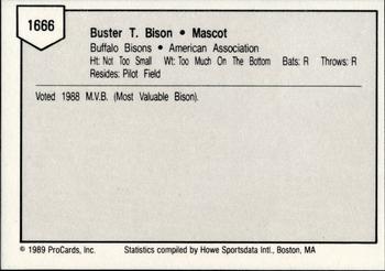 1989 ProCards Triple A #1666 Buster T. Bison Back