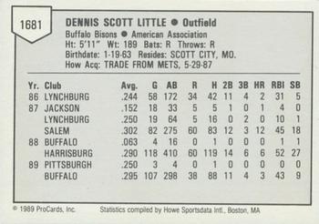 1989 ProCards Triple A #1681 Scott Little Back