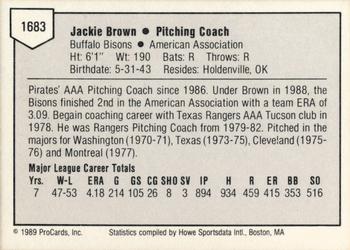 1989 ProCards Triple A #1683 Jackie Brown Back