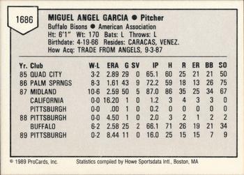 1989 ProCards Triple A #1686 Miguel Garcia Back