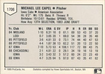 1989 ProCards Triple A #1706 Mike Capel Back